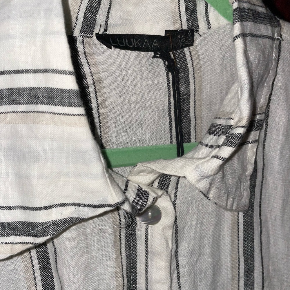 Luukaa White Button-Down Striped Linen Shirt - Picture 8 of 11